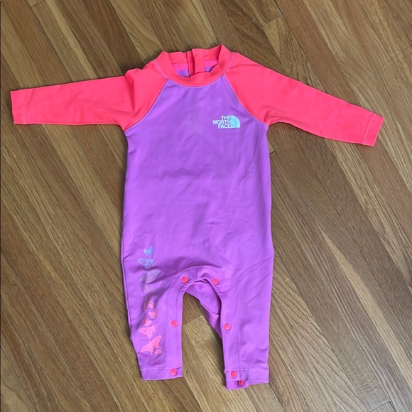 The North Face Pink and Purple Baby onesie swim suit / rash guard - Picture 1 of 1